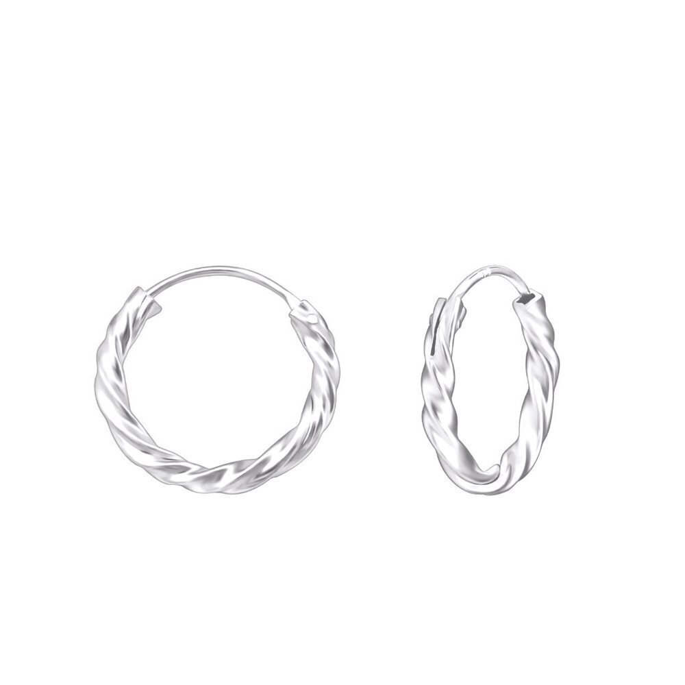 Sterling Silver Twisted Huggie Hoop Earrings 14mm